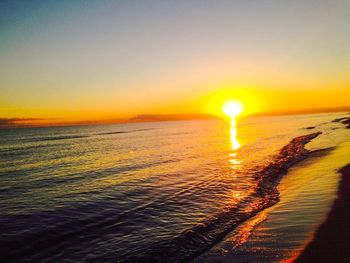 Scenic view of sea at sunset