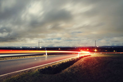 Light trails on highway at night