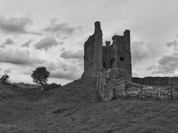 Low angle view of fort against sky