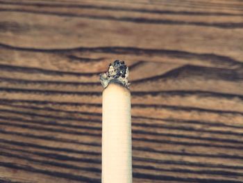 High angle view of cigarette on table