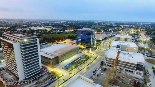 High angle view of cityscape