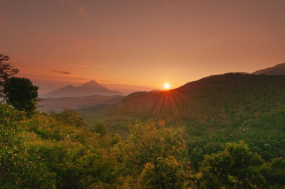 Scenic view of landscape against sky during sunset