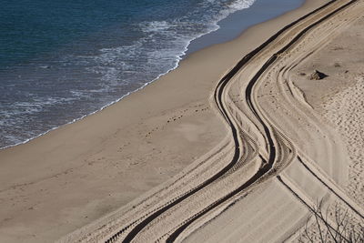 High angle view of shore at beach