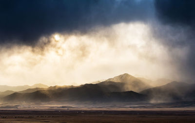 Panoramic view of mountains against sky