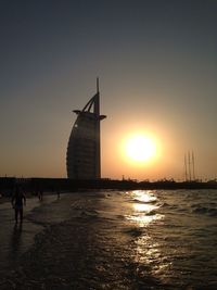 View of sunset over river