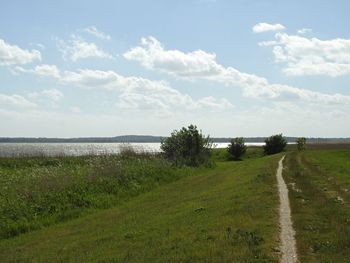 Scenic view of land against sky