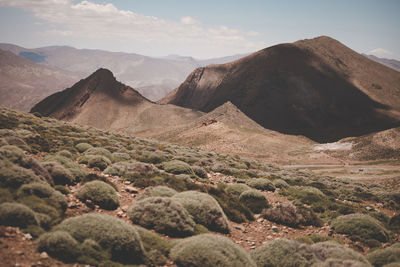 Scenic view of rocky mountains against sky