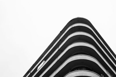 Low angle view of modern building against clear sky