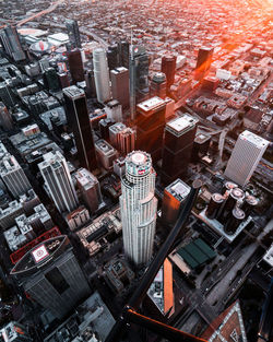 High angle view of buildings in city