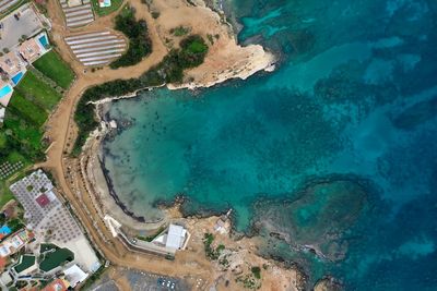 High angle view of people on beach