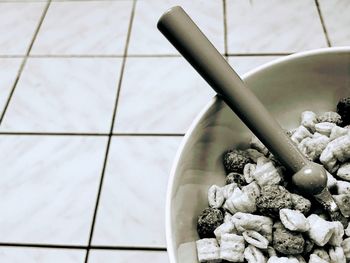 High angle view of food on table