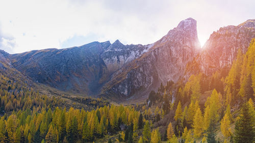 Panoramic view of beautiful landscape at cortina italy., wallpaper.