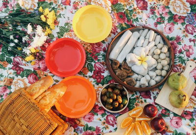 High angle view of food in plate