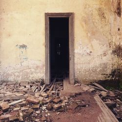 Closed door of house