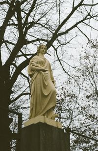 Low angle view of statue against trees