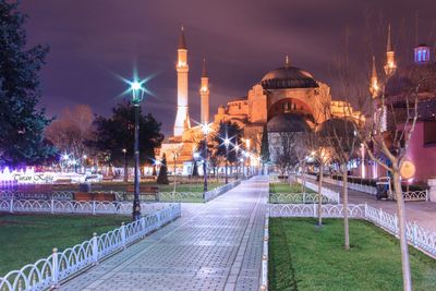 Idyllic view of hagia sophia against sky at night