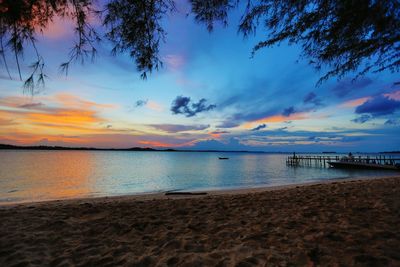 Scenic view of sea at sunset