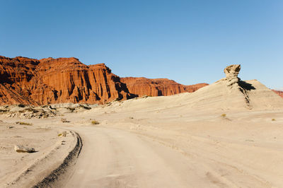 View of rock formations in desert