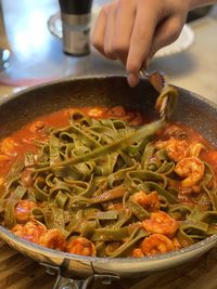 Close-up of person preparing food