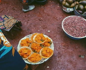 High angle view of food