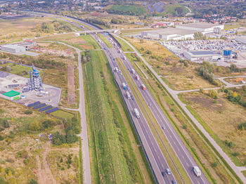 High angle view of railroad tracks