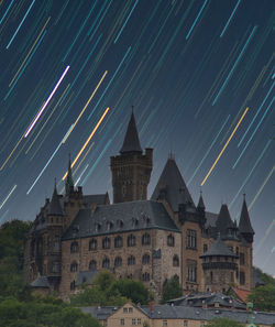 Low angle view of buildings against sky at night harz castle, castle 