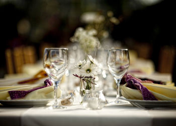 Glasses on table