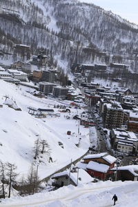 Town covered in snow