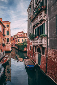 Canal passing through city buildings