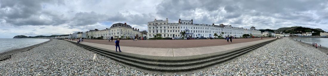 Panoramic view of buildings in city against sky