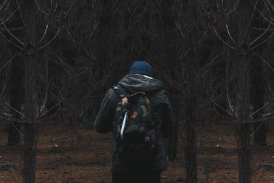 Hiker looking at forest