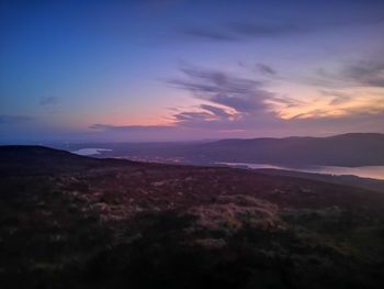 Scenic view of landscape against sky during sunset