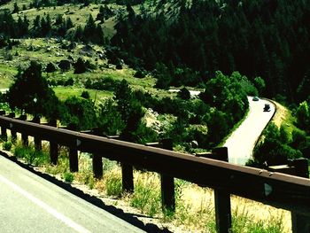 Railroad track on road