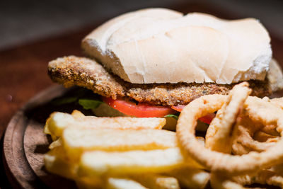 Close-up of burger on plate