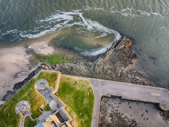 Broughty castle and harbour from above