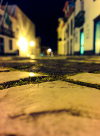 Surface level of illuminated buildings at night