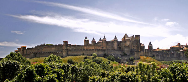 Impressive view of the citadelle of carcassone, france.