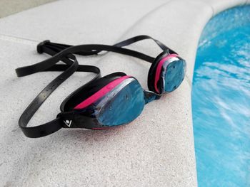 High angle view of sunglasses on water