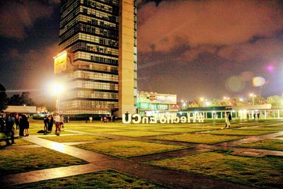 Crowd in city at night