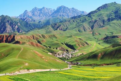 Scenic view of mountains against sky