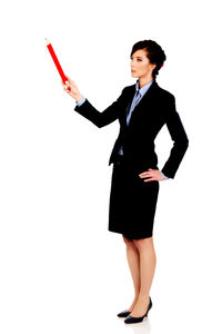 Full length of woman standing against white background