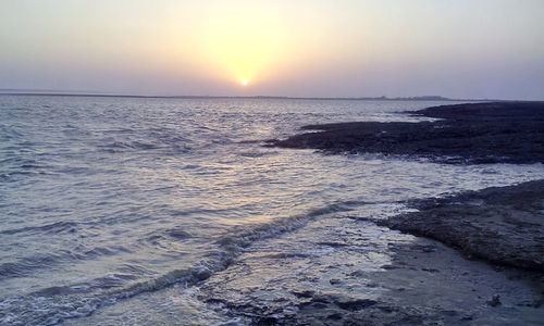 Scenic view of sea at sunset