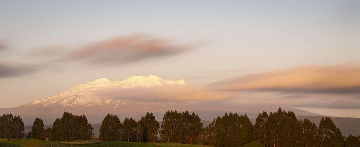 Panoramic view of landscape against sky during sunset