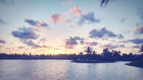 Scenic view of sea at sunset