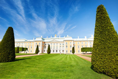 Buildings in a garden