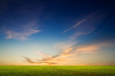 Scenic view of field against sky during sunset