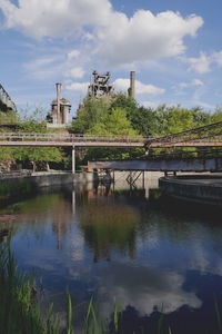 Bridge over river against sky