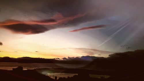 Scenic view of sunset over sea