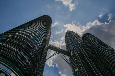 Low angle view of modern buildings against sky