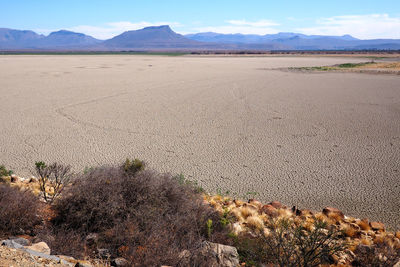 Scenic view of desert against sky